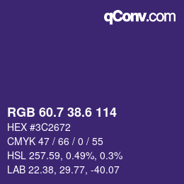 カラーコード: RGB 60.7 38.6 114 | qconv.com