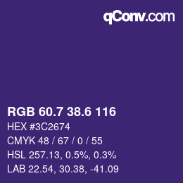 カラーコード: RGB 60.7 38.6 116 | qconv.com