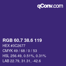 カラーコード: RGB 60.7 38.6 119 | qconv.com