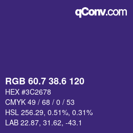 カラーコード: RGB 60.7 38.6 120 | qconv.com