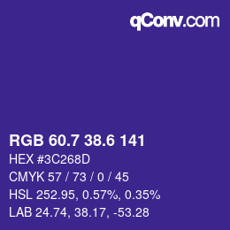 カラーコード: RGB 60.7 38.6 141 | qconv.com
