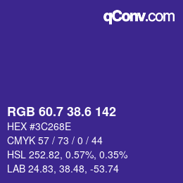 カラーコード: RGB 60.7 38.6 142 | qconv.com