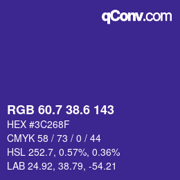 カラーコード: RGB 60.7 38.6 143 | qconv.com