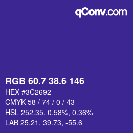 カラーコード: RGB 60.7 38.6 146 | qconv.com