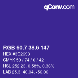 カラーコード: RGB 60.7 38.6 147 | qconv.com