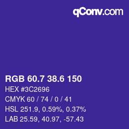 カラーコード: RGB 60.7 38.6 150 | qconv.com