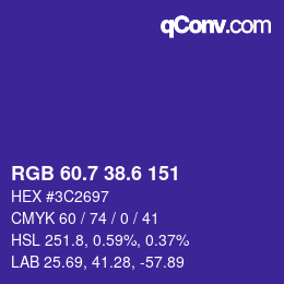 カラーコード: RGB 60.7 38.6 151 | qconv.com