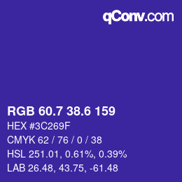 カラーコード: RGB 60.7 38.6 159 | qconv.com