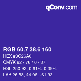 カラーコード: RGB 60.7 38.6 160 | qconv.com