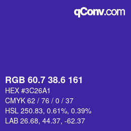 カラーコード: RGB 60.7 38.6 161 | qconv.com