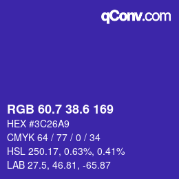 カラーコード: RGB 60.7 38.6 169 | qconv.com