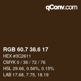 カラーコード: RGB 60.7 38.6 17 | qconv.com