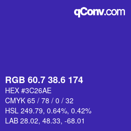 カラーコード: RGB 60.7 38.6 174 | qconv.com