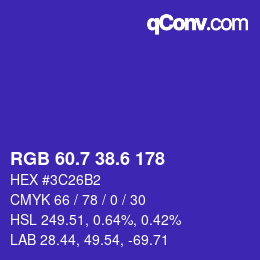カラーコード: RGB 60.7 38.6 178 | qconv.com