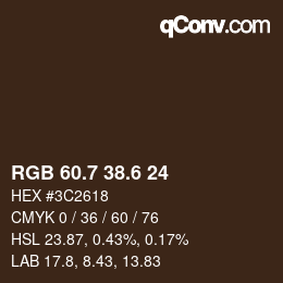 カラーコード: RGB 60.7 38.6 24 | qconv.com