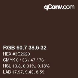 カラーコード: RGB 60.7 38.6 32 | qconv.com
