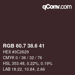カラーコード: RGB 60.7 38.6 41 | qconv.com