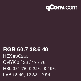 カラーコード: RGB 60.7 38.6 49 | qconv.com
