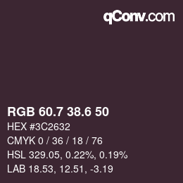 カラーコード: RGB 60.7 38.6 50 | qconv.com