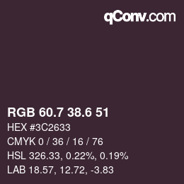 カラーコード: RGB 60.7 38.6 51 | qconv.com