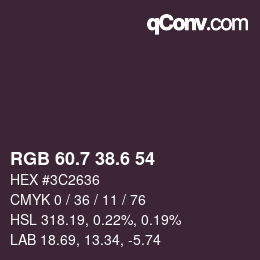 カラーコード: RGB 60.7 38.6 54 | qconv.com