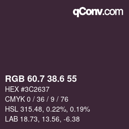 カラーコード: RGB 60.7 38.6 55 | qconv.com