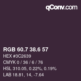 カラーコード: RGB 60.7 38.6 57 | qconv.com