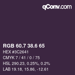 カラーコード: RGB 60.7 38.6 65 | qconv.com