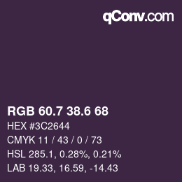 カラーコード: RGB 60.7 38.6 68 | qconv.com