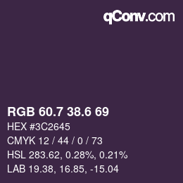 カラーコード: RGB 60.7 38.6 69 | qconv.com