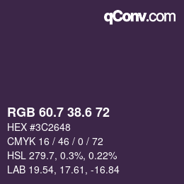 カラーコード: RGB 60.7 38.6 72 | qconv.com