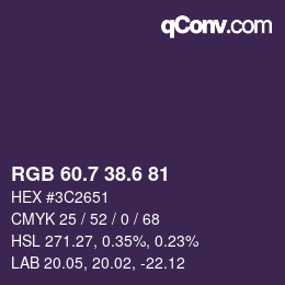 カラーコード: RGB 60.7 38.6 81 | qconv.com