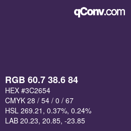 カラーコード: RGB 60.7 38.6 84 | qconv.com