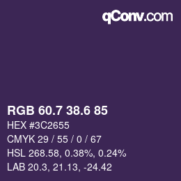 カラーコード: RGB 60.7 38.6 85 | qconv.com