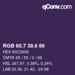 カラーコード: RGB 60.7 38.6 86 | qconv.com