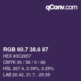 カラーコード: RGB 60.7 38.6 87 | qconv.com