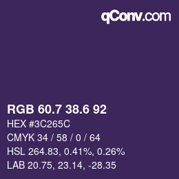 カラーコード: RGB 60.7 38.6 92 | qconv.com