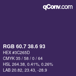 カラーコード: RGB 60.7 38.6 93 | qconv.com