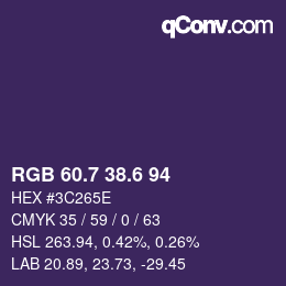 カラーコード: RGB 60.7 38.6 94 | qconv.com