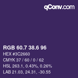 カラーコード: RGB 60.7 38.6 96 | qconv.com