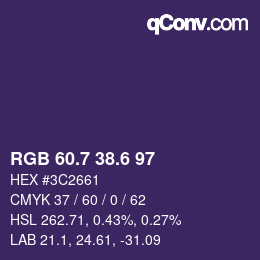 カラーコード: RGB 60.7 38.6 97 | qconv.com