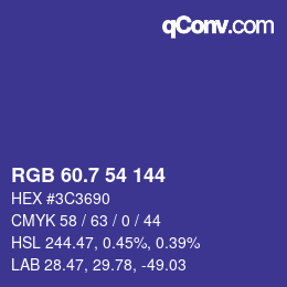 カラーコード: RGB 60.7 54 144 | qconv.com