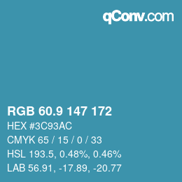 カラーコード: RGB 60.9 147 172 | qconv.com