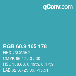 カラーコード: RGB 60.9 165 178 | qconv.com
