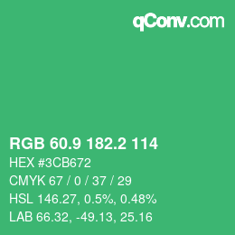 カラーコード: RGB 60.9 182.2 114 | qconv.com