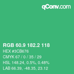 カラーコード: RGB 60.9 182.2 118 | qconv.com