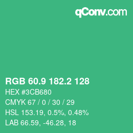 カラーコード: RGB 60.9 182.2 128 | qconv.com