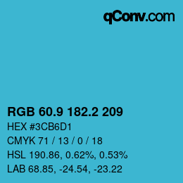 Color code: RGB 60.9 182.2 209 | qconv.com
