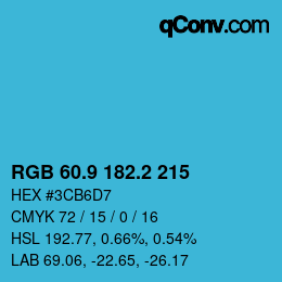 カラーコード: RGB 60.9 182.2 215 | qconv.com