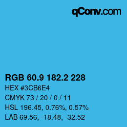 Color code: RGB 60.9 182.2 228 | qconv.com